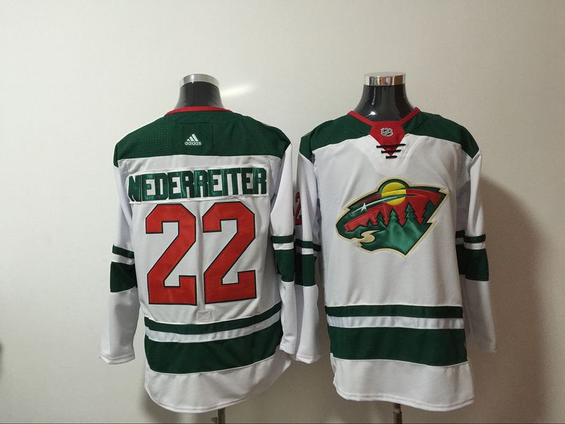 Men Minnesota Wild #22 Nederreiter White Hockey Stitched Adidas NHL Jerseys